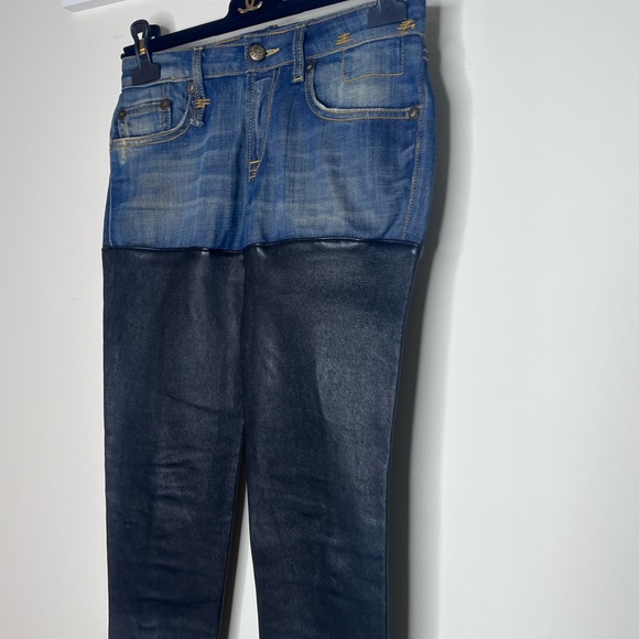 R13 Denim Leather Chaps Shorts Pants SIZE 25 - Picture 4 of 8